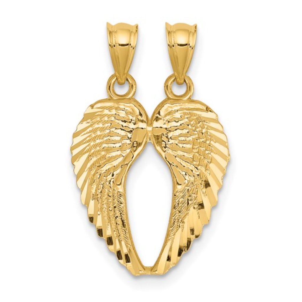 14k Yellow Gold Break Apart D/C Wings Pendants